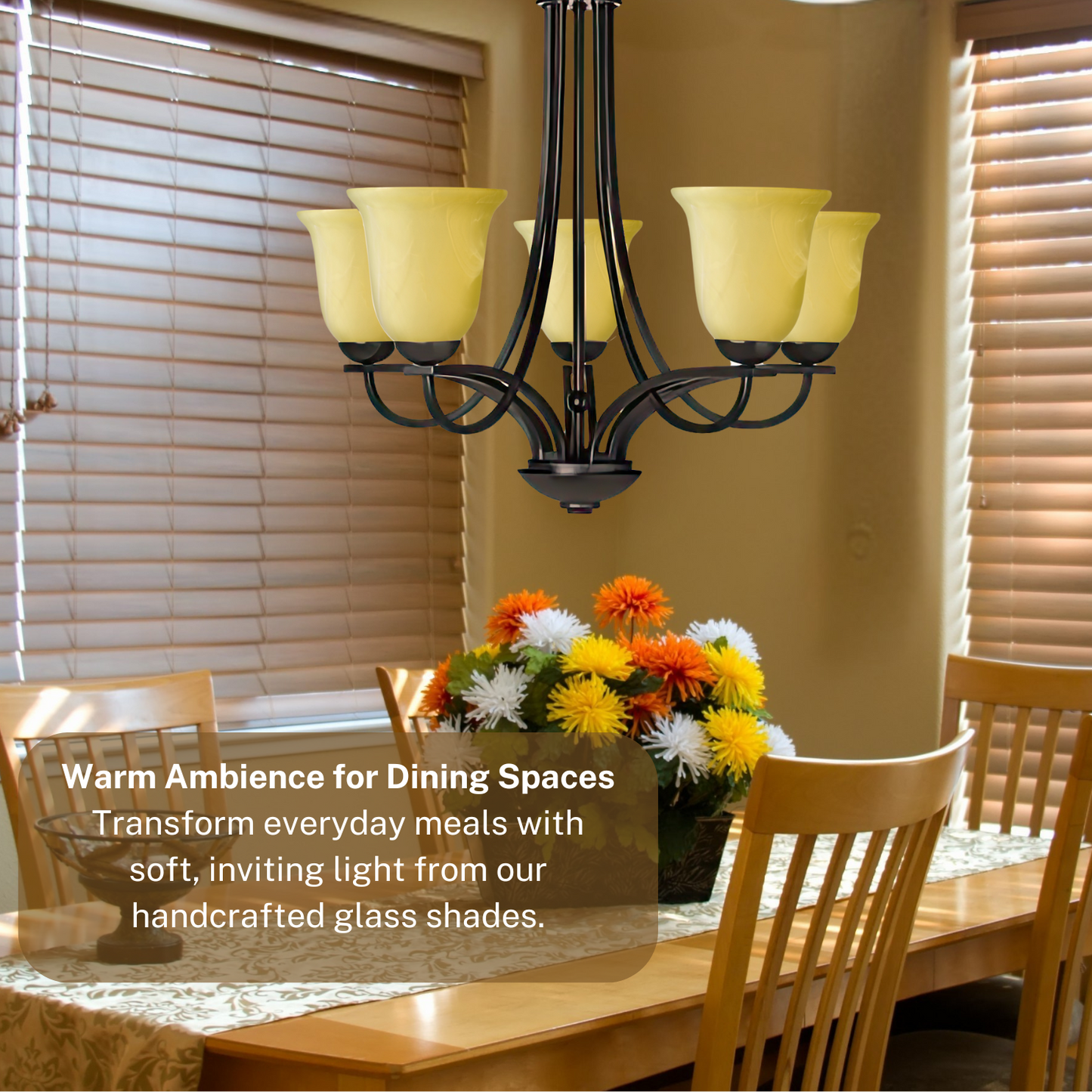 LIGHTACCENTS Amber Alabaster Glass Shade - Farmhouse Style for Chandeliers, Pendants, Wall Vanities & Table Lamps - 6"x6" - Socket Nut Compatible - Upgrade Your Fixtures