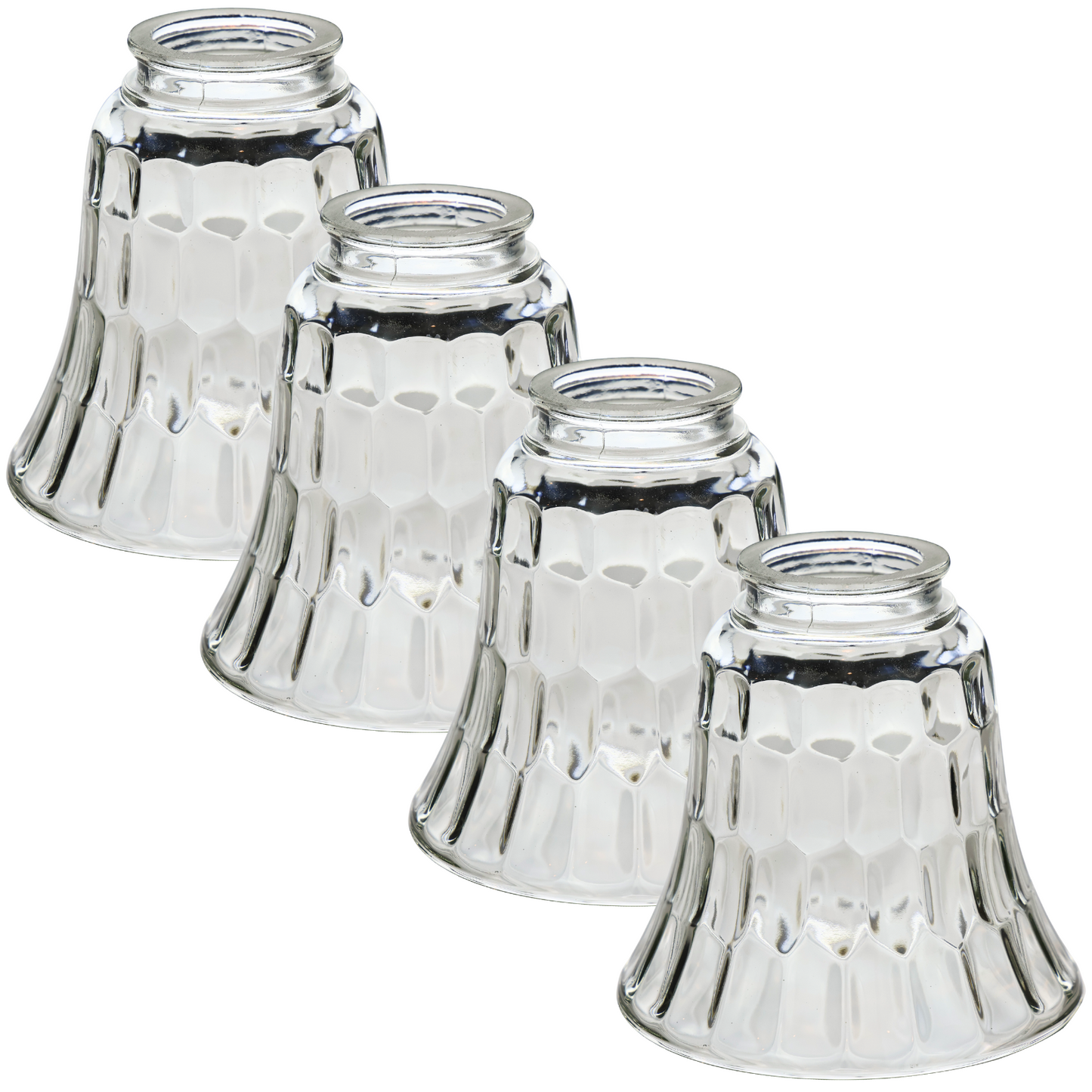 Glass Lamp Shades – 4 Pack Ribbed Glass Globes for Ceiling Fan Light Kit or Flush Mount Fixture – Replacement Ceiling Fan Glass Shades, Easy to Install