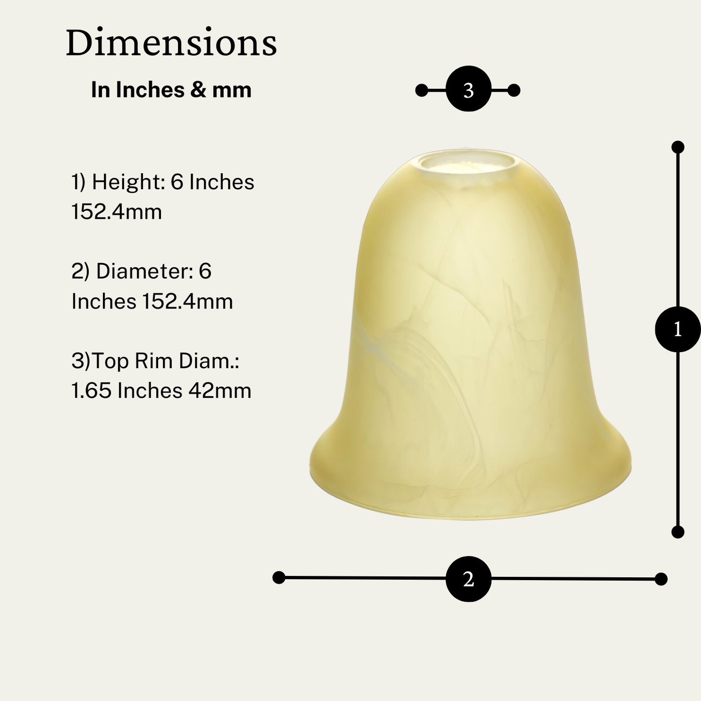 LIGHTACCENTS Amber Alabaster Glass Shade - Farmhouse Style for Chandeliers, Pendants, Wall Vanities & Table Lamps - 6"x6" - Socket Nut Compatible - Upgrade Your Fixtures