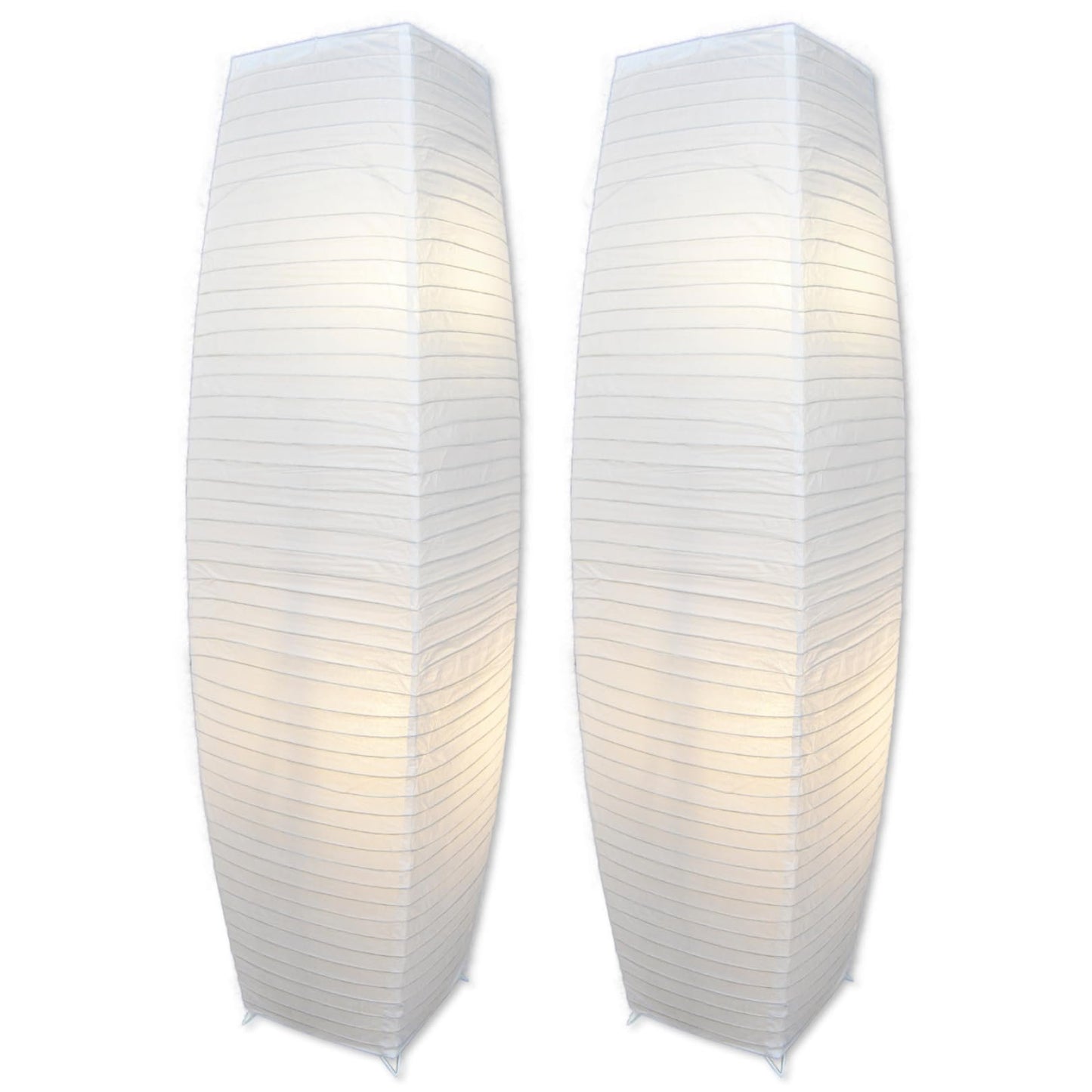 Japanese Rice Paper Floor Lamp – 50” Tall Chrome Base with White Paper Shade