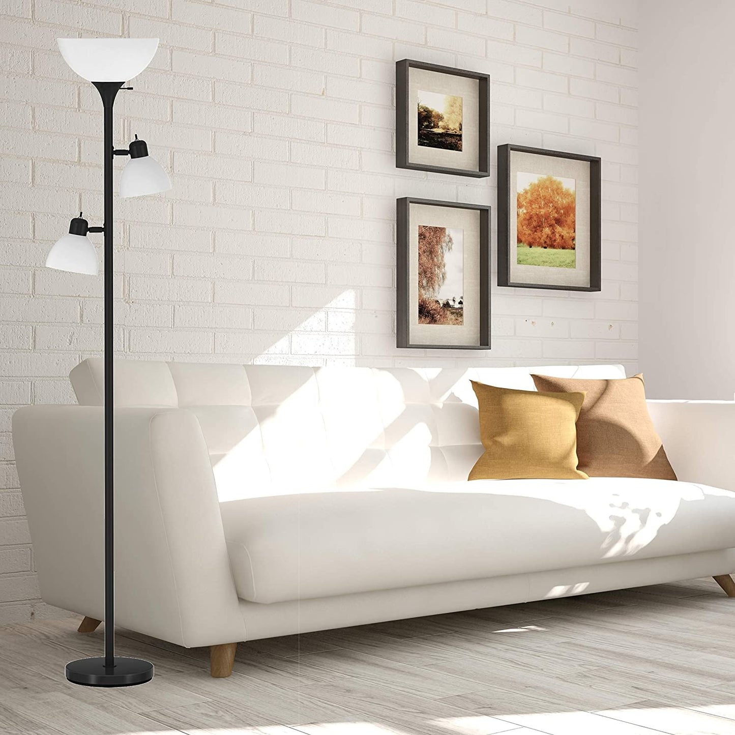 Floor Lamp by Light Accents - Floor Lamp for Living Room - Torchiere 3 Light Tall Lamp - 3 Light Standing Lamp 72" Tall Corner Lamp - Floor Lamp for Bedrooms (Black)