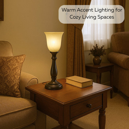 Rustic Bronze Table Lamp with Marbleized Alabaster Glass Lamp Shade - Antique Style Table Lamps for Living Room with Thick Glass Shade - Vintage Farmhouse Style Table Lamps for Bedroom (Bronze)