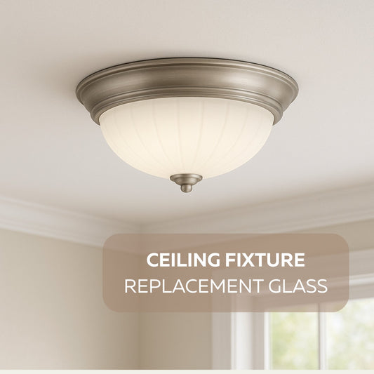 Frosted Glass Ceiling Light Cover Replacement For Ceiling Mounted Fixture Or Ceiling Fan Replacement Globes 11.57" Dia x 3.58" Height- Glass Light Cover - Light Fixture Replacement Glass Frosted White