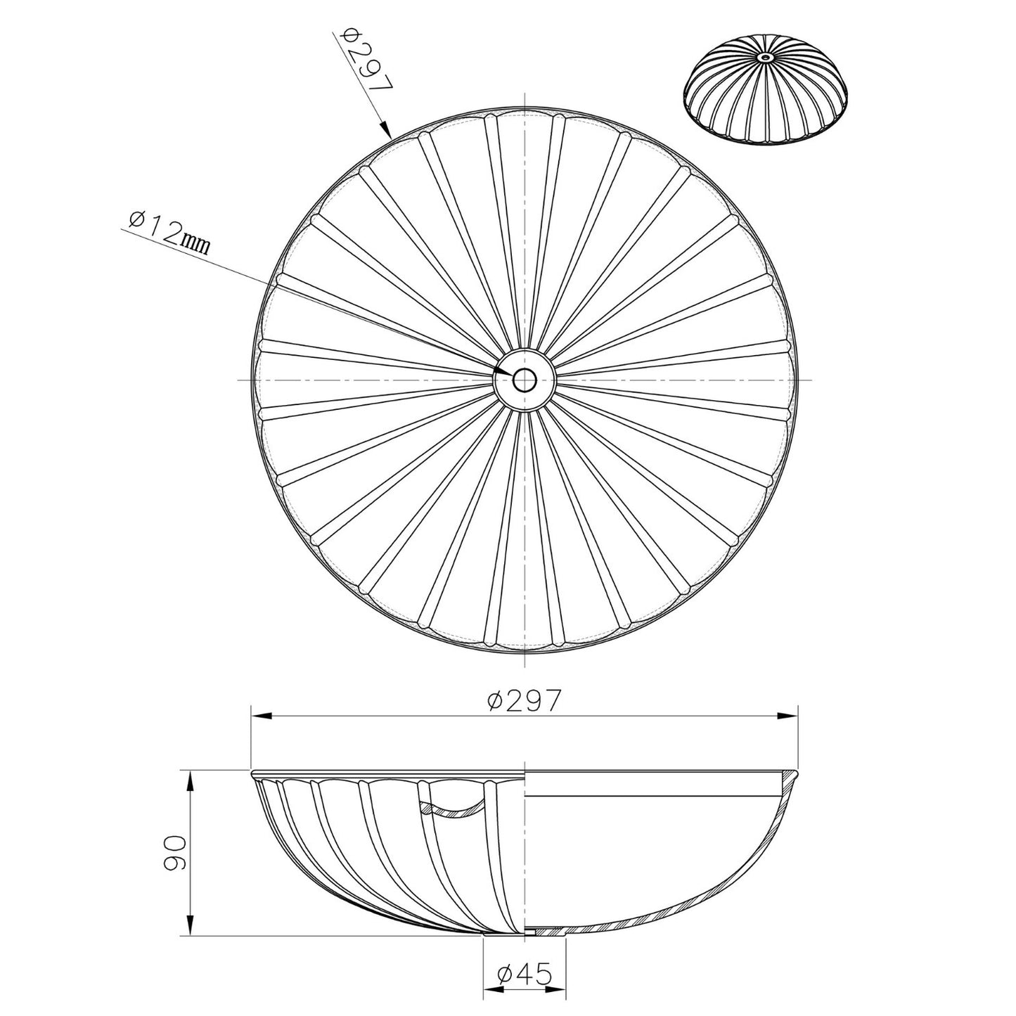 Frosted Glass Ceiling Light Cover Replacement For Ceiling Mounted Fixture Or Ceiling Fan Replacement Globes 11.57" Dia x 3.58" Height- Glass Light Cover - Light Fixture Replacement Glass Frosted White