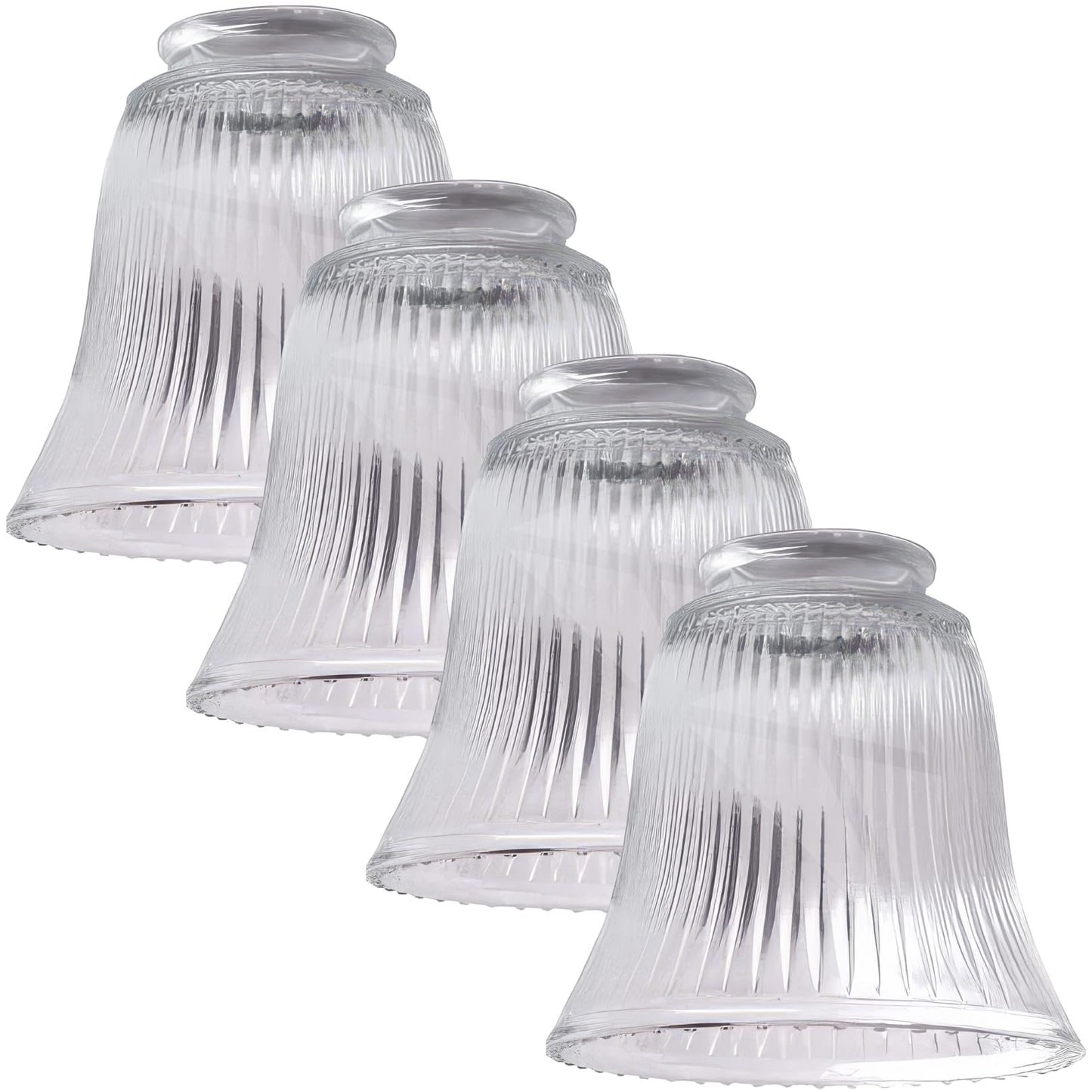 LIGHTACCENTS Ceiling Fan Light Covers For Ceiling Fan Light Kit - Clear Wave Glass Shade Lamp Replacement Kit For Ceiling Fan Light Kits. Clear Glass Shade (4-pack)