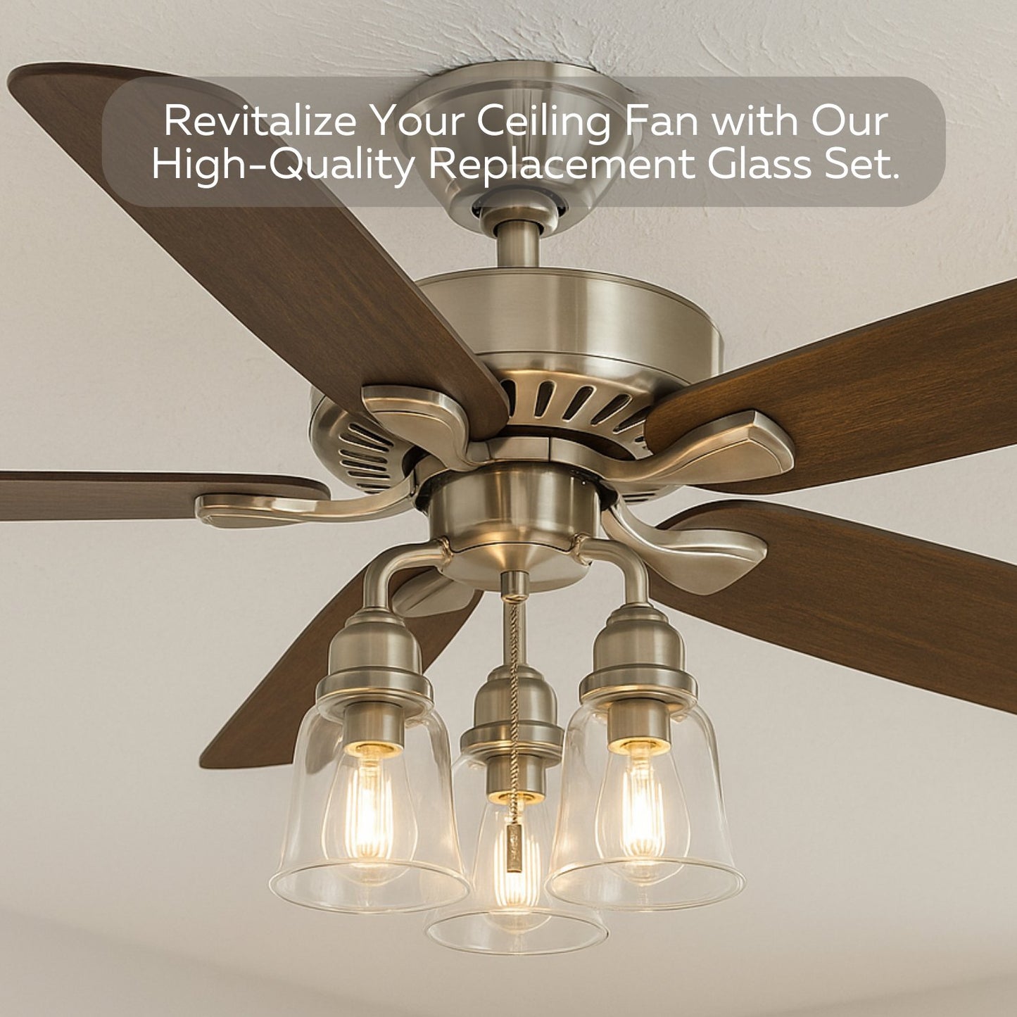 LIGHTACCENTS Ceiling Fan Light Covers For Ceiling Fan Light Kit - Clear Wave Glass Shade Lamp Replacement Kit For Ceiling Fan Light Kits. Clear Glass Shade (4-pack)