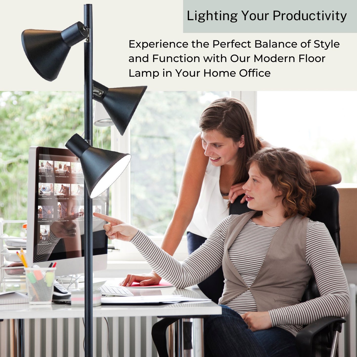 Dorm 3 Light Floor Lamp with 3 Adjustable Reading Room Lights by Lightaccents - Tree Style Standing Lamp with Adjustable Lights - Floor Standing Pole Light - Living Room Lamp (Brushed Nickel)