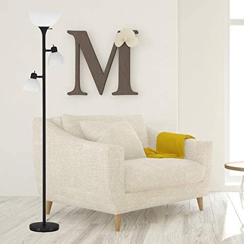 Floor Lamp by Light Accents - Floor Lamp for Living Room - Torchiere 3 Light Tall Lamp - 3 Light Standing Lamp 72" Tall Corner Lamp - Floor Lamp for Bedrooms (Black)