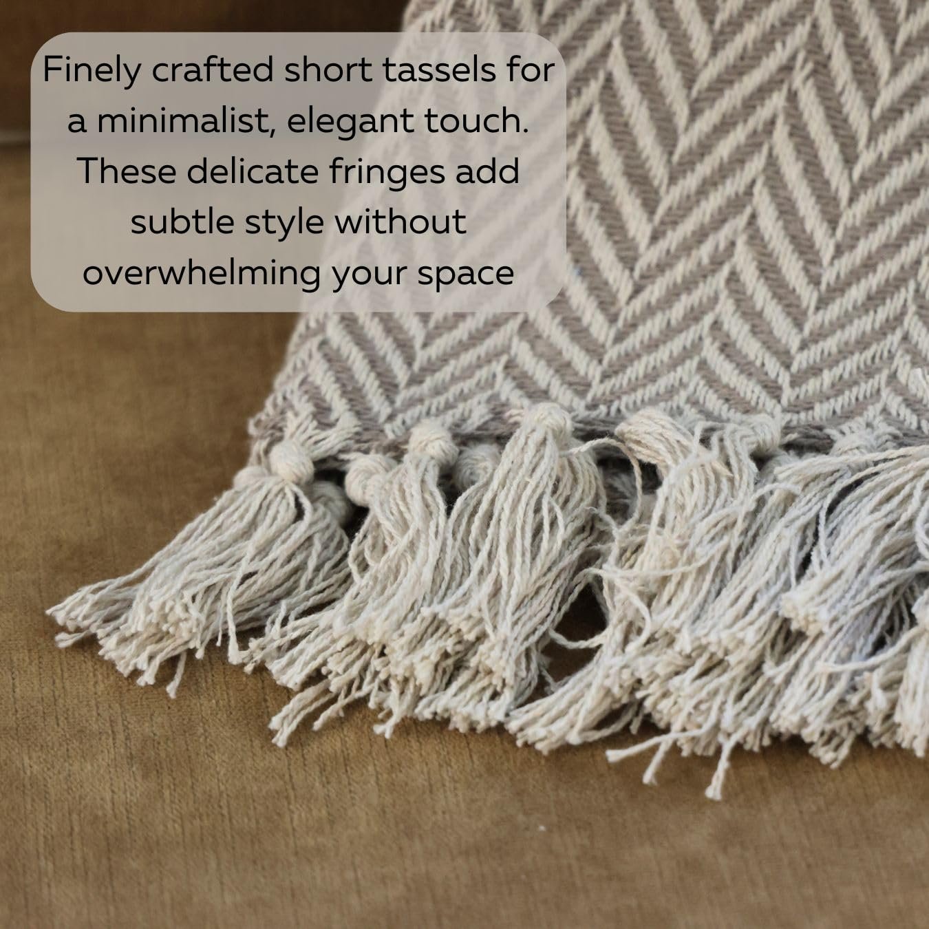 DECOR WORKS Luxurious Boho Throw Blanket Elegant, Soft Knitted Herringbone Couch Throw, Versatile 48x60, Perfect for Cozy Evenings, in Stylish Grey & Calming Blue Options