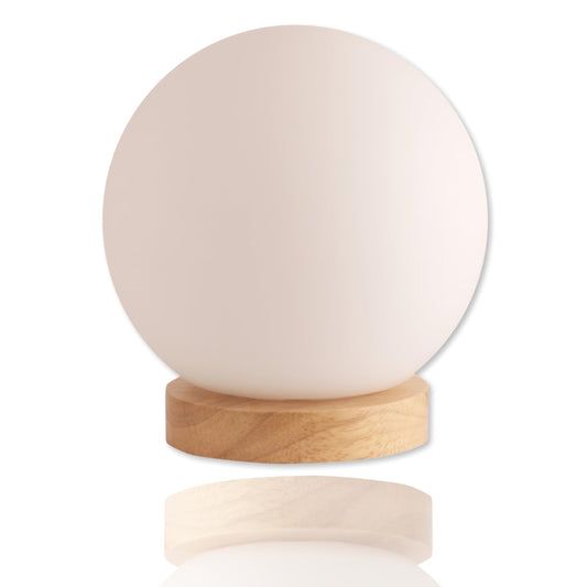 LIGHTACCENTS Square Lamp Accent Light Cube: Felix Glass Cube Table Lamp with 6W 2700K LED Bulb Included - Wooden Base Nightstand Cube Light for Bedside, Accent Lamp with Glass Shade
