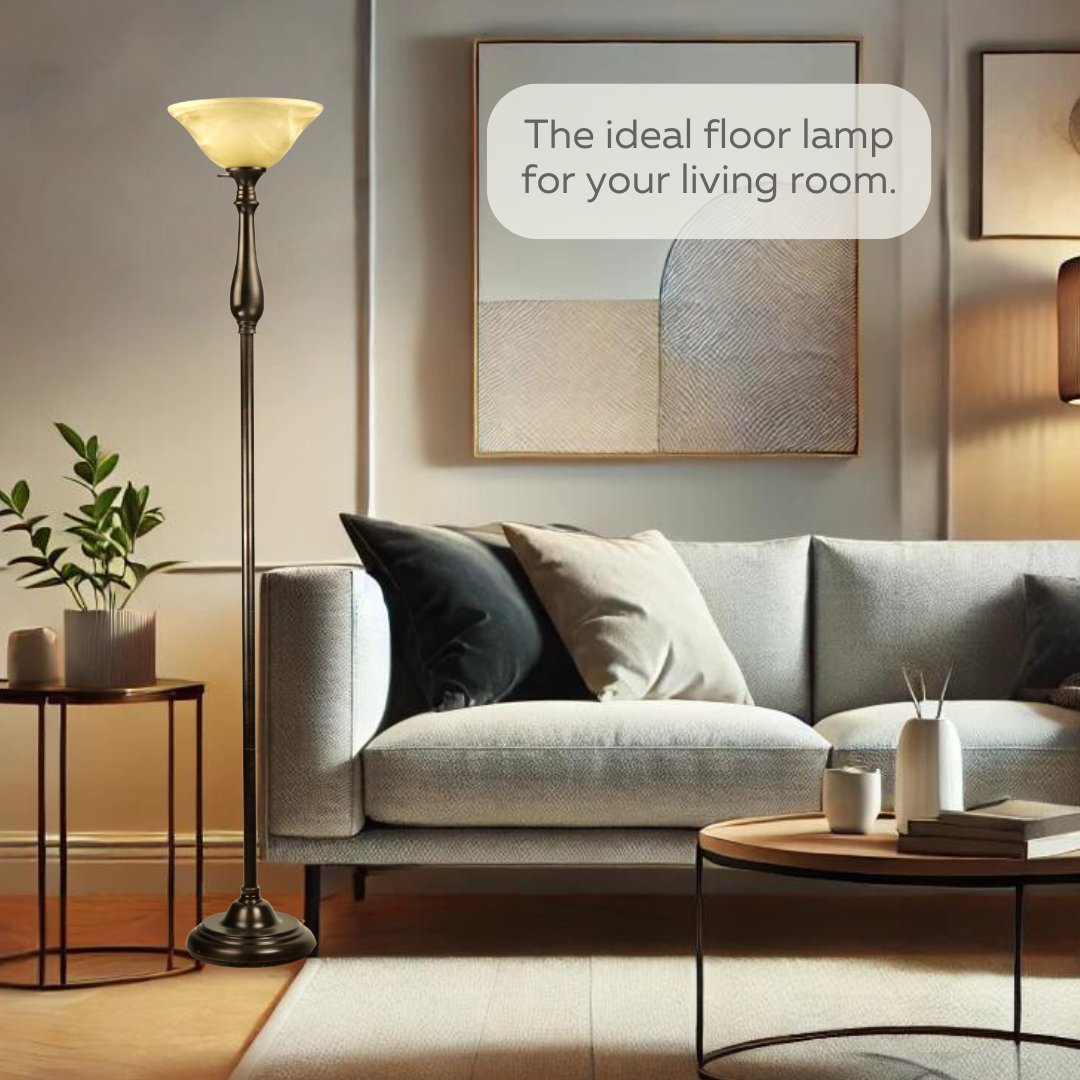 Royal Floor Lamp With Bronze Finish And Amber Alabaster Glass Shade -looking For Floor Lamp For Bedroom, Standing Lamp Or Floor Lamps For Living Room This Torchiere Floor Lamp Is A Great Choice
