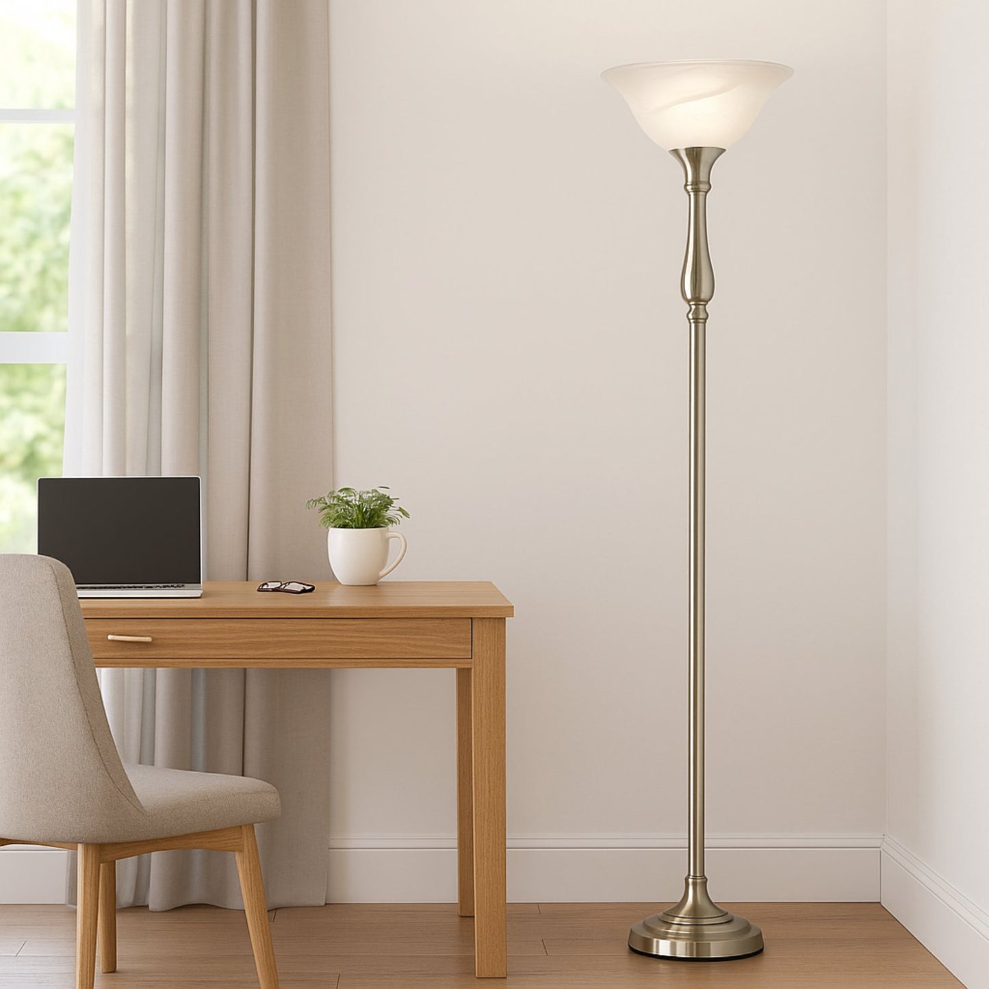 Royal Floor Lamp With Bronze Finish And Amber Alabaster Glass Shade -looking For Floor Lamp For Bedroom, Standing Lamp Or Floor Lamps For Living Room This Torchiere Floor Lamp Is A Great Choice