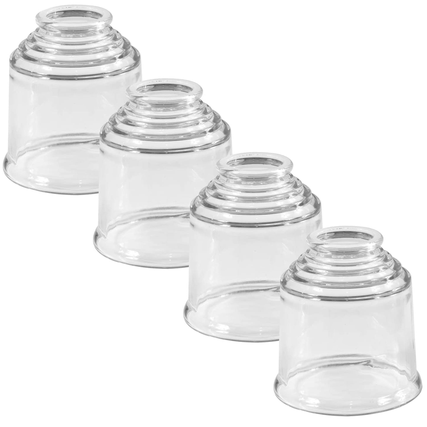 LIGHTACCENTS Ceiling Fan Light Covers For Ceiling Fan Light Kit - Clear Wave Glass Shade Lamp Replacement Kit For Ceiling Fan Light Kits. Clear Glass Shade (4-pack)