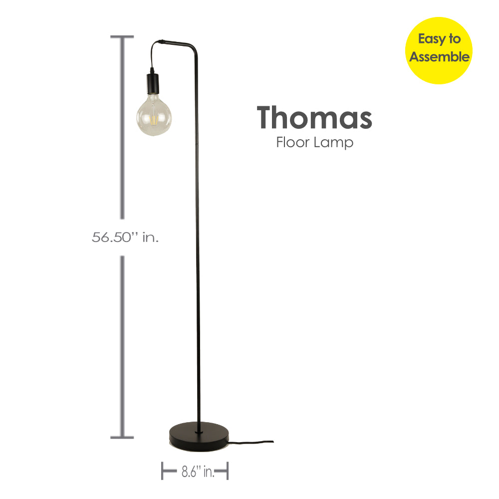 Thomas Floor Lamp - Industrial Standing Lamp with G125 LED Bulb Included