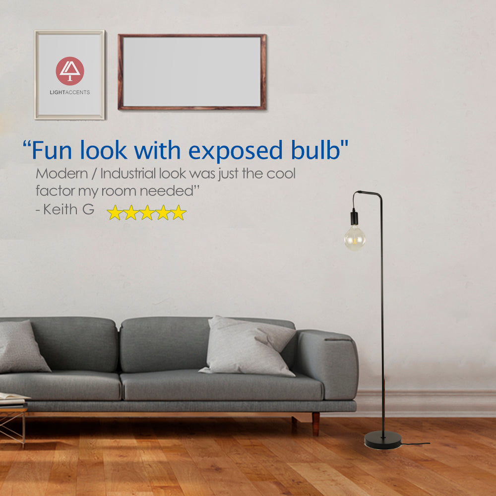 Thomas Floor Lamp - Industrial Standing Lamp with G125 LED Bulb Included