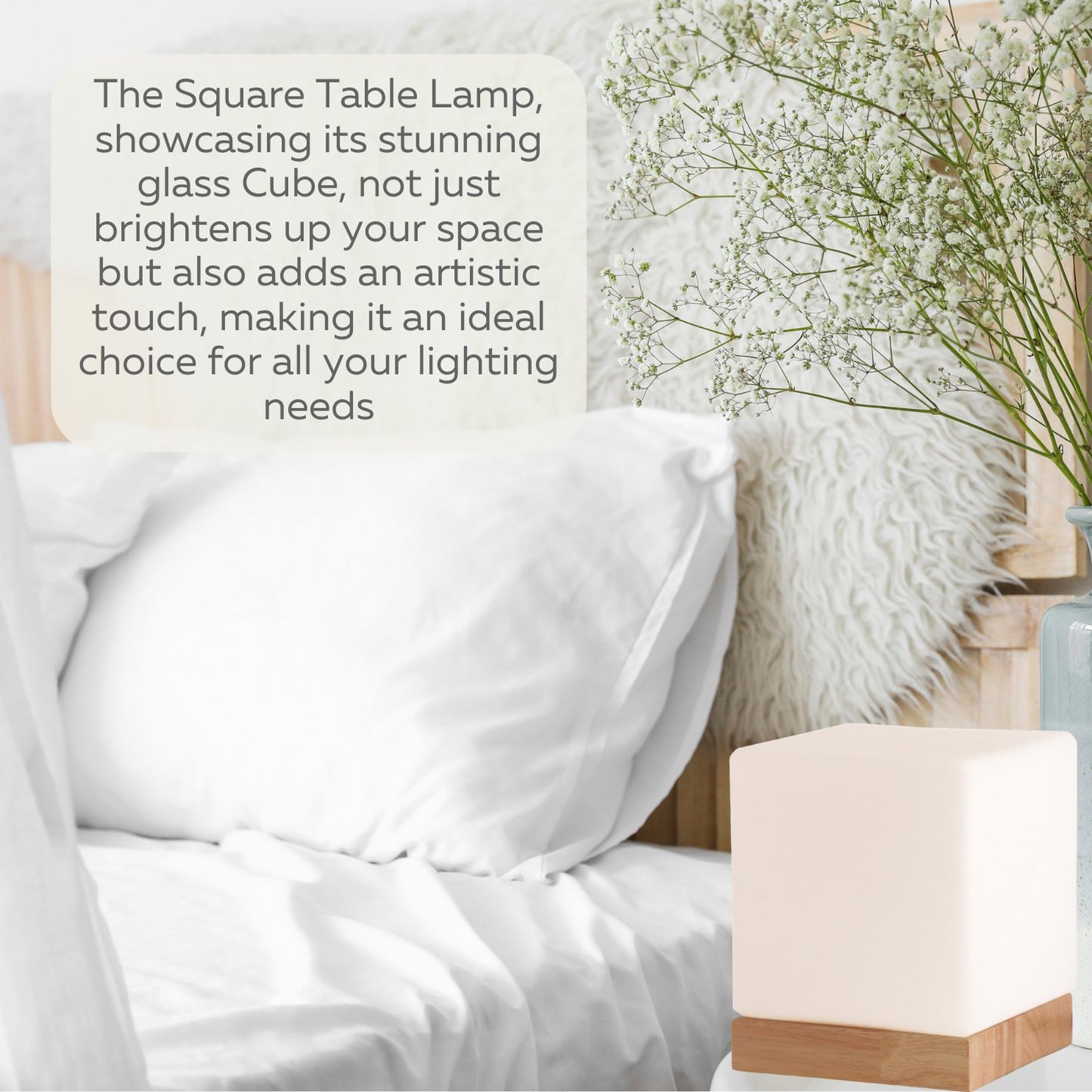 Iris Glass Cube Table Lamp 6 Watt 550 Lumen 2700k Led Bulb Included