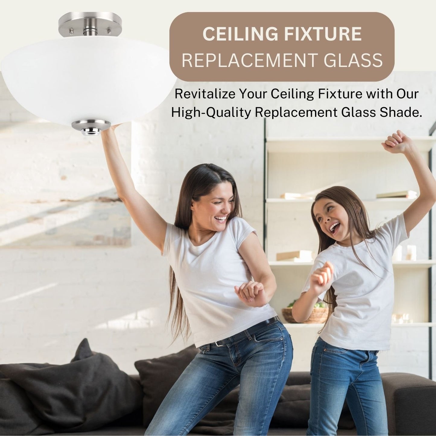 Frosted Glass Ceiling Light Cover Replacement For Ceiling Mounted Fixture Or Ceiling Fan Replacement Globes 11.57" Dia x 3.58" Height- Glass Light Cover - Light Fixture Replacement Glass Frosted White