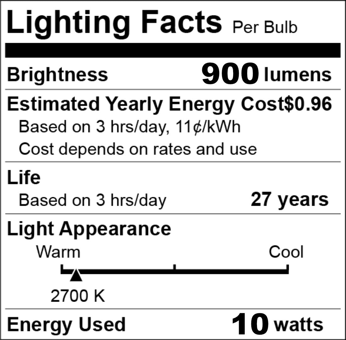 LED Filament Light Bulb A19, 10W (Warm White), (E26) UL-Listed (Pack of 2)