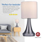 Touch Lamp by Light Accents - Touch On Lamp Stands 13" Tall Accent Light, Touch lamp Set with Fabric Shades and 3-Stage Touch Dimmer Brushed Nickel Finish
