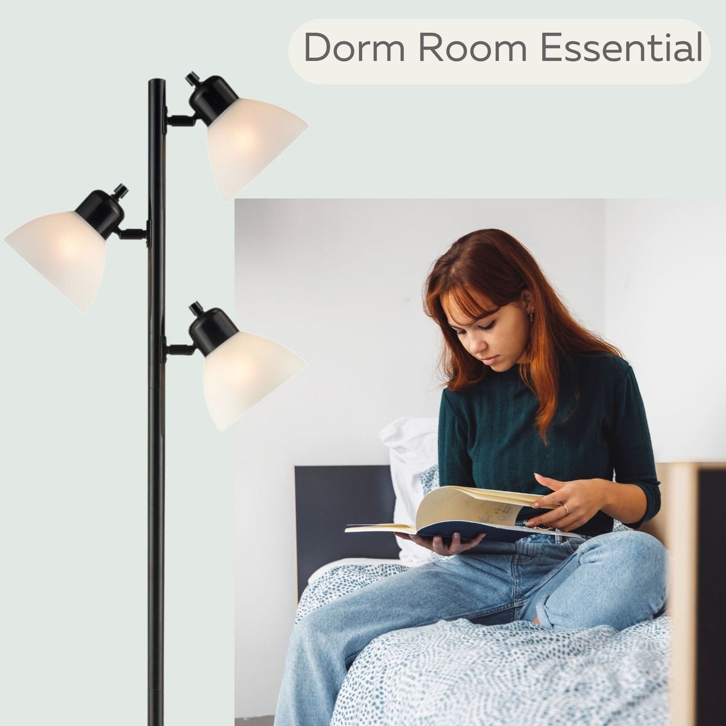 Dorm 3 Light Floor Lamp Tree Style Standing Pole Lamp with Adjustable Lights