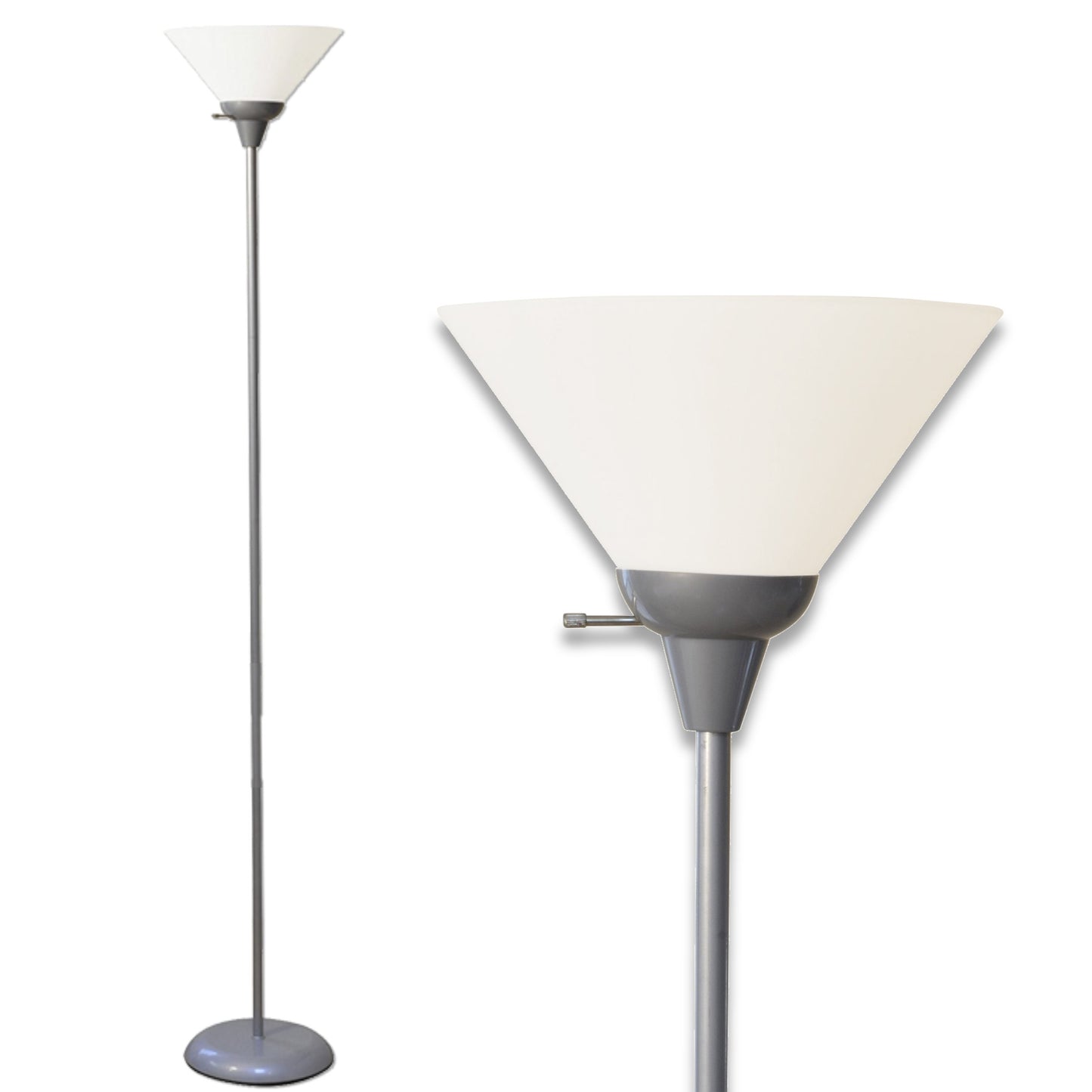 Floor Lamp Standing Lamp With Opal White Cone Shade