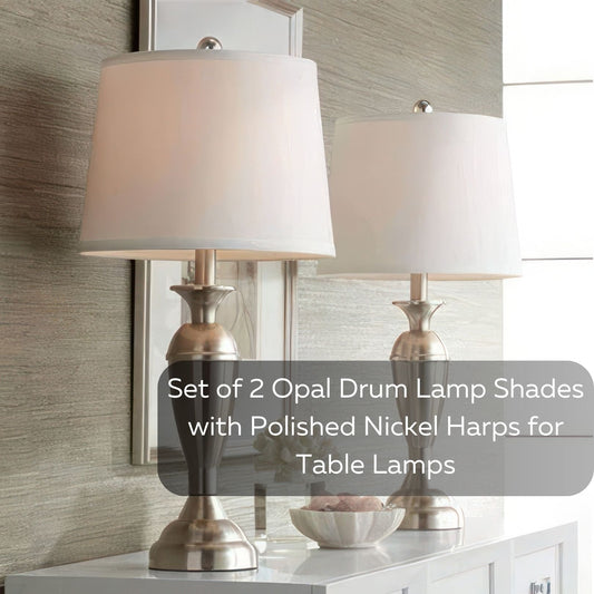 Lamp Shades For Table Lamps - Hand-Crafted Natural Linen Fabric (10" Top x 12" Diam x 9" Tall)- Fits Most Light Fixtures Nickel Spider Harp Included - Beige Linen Fabric with Nickel Finish (2-Pack)