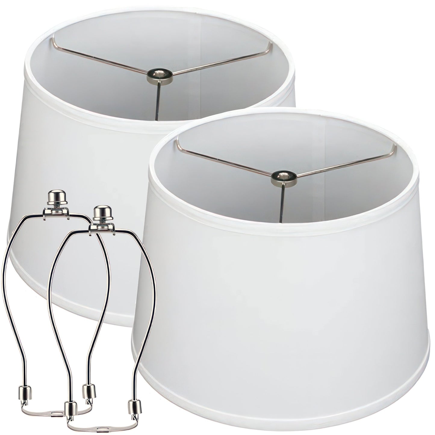 Lamp Shades For Table Lamps - Hand-Crafted Natural Linen Fabric (10" Top x 12" Diam x 9" Tall)- Fits Most Light Fixtures Nickel Spider Harp Included - White Linen Fabric with Nickel Finish (1-Pack)