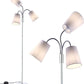 Adjustable Multi Head Floor Lamp - Standing Lamp with 3 White Fabric Drum Shades