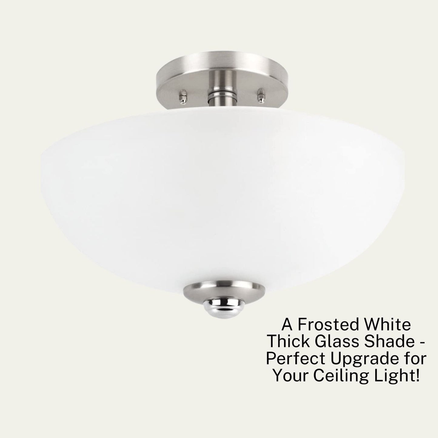 Frosted Glass Ceiling Light Cover Replacement For Ceiling Mounted Fixture Or Ceiling Fan Replacement Globes 11.57" Dia x 3.58" Height- Glass Light Cover - Light Fixture Replacement Glass Frosted White