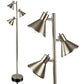 Dorm 3 Light Floor Lamp with 3 Adjustable Reading Room Lights by Lightaccents - Tree Style Standing Lamp with Adjustable Lights - Floor Standing Pole Light - Living Room Lamp (Brushed Nickel)