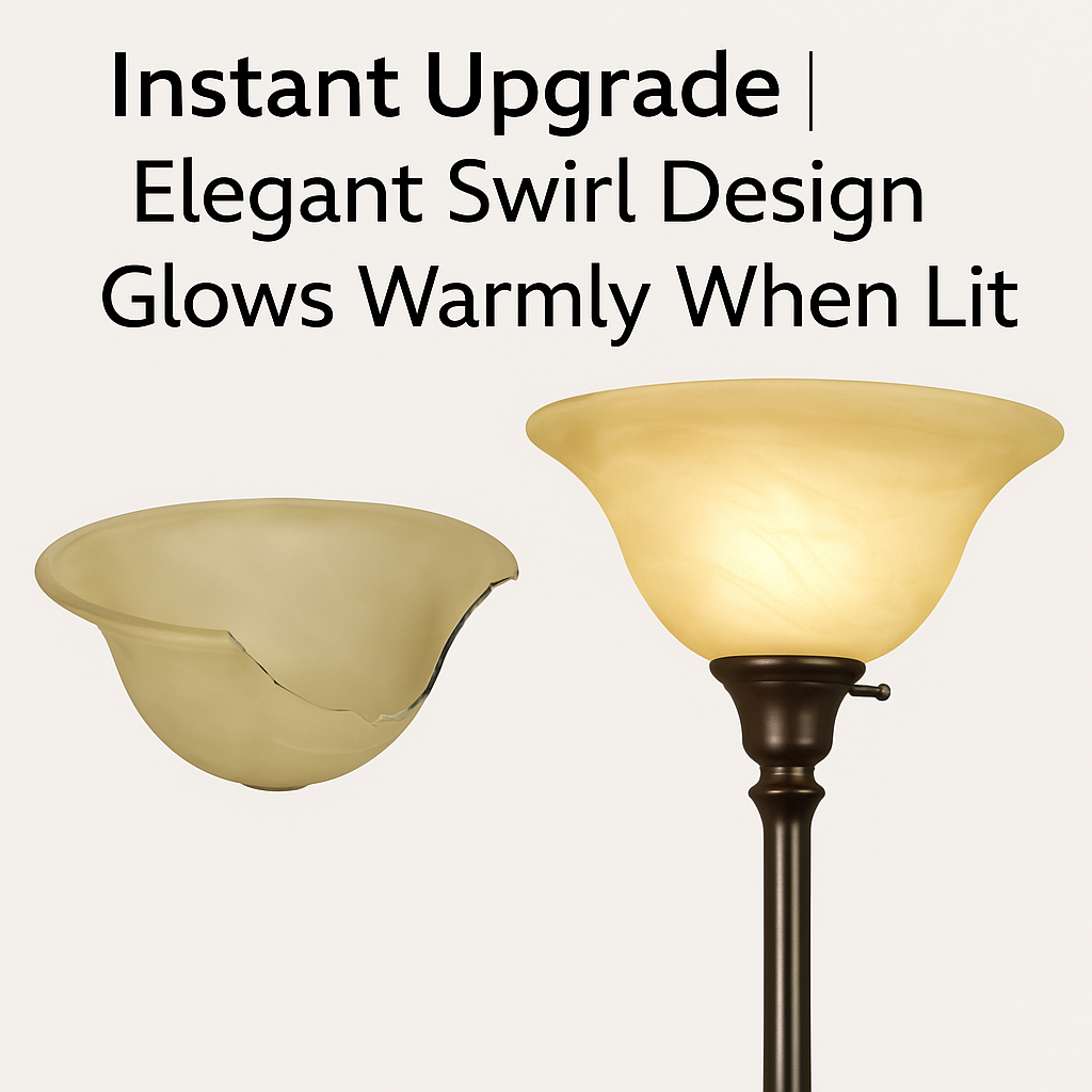 Floor Lamp Amber Alabaster Glass Bowl Shade - Floor Lamp Glass Shade New Packaging for Safe Shipping