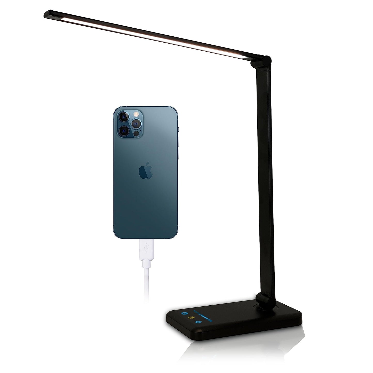 LED Desk Lamp with USB Charging Port Aluminum Construction (Black)