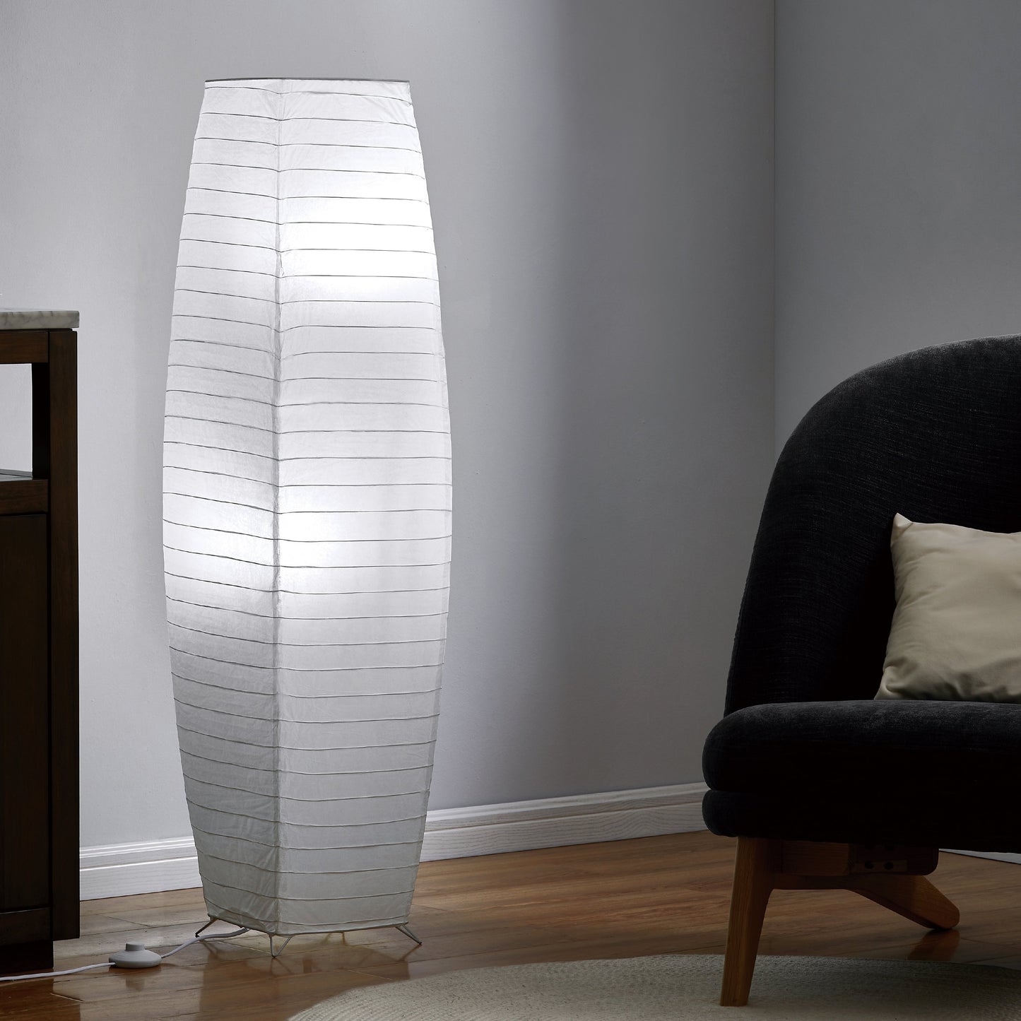 Alumni Paper Floor Lamp with White Paper lantern Shade