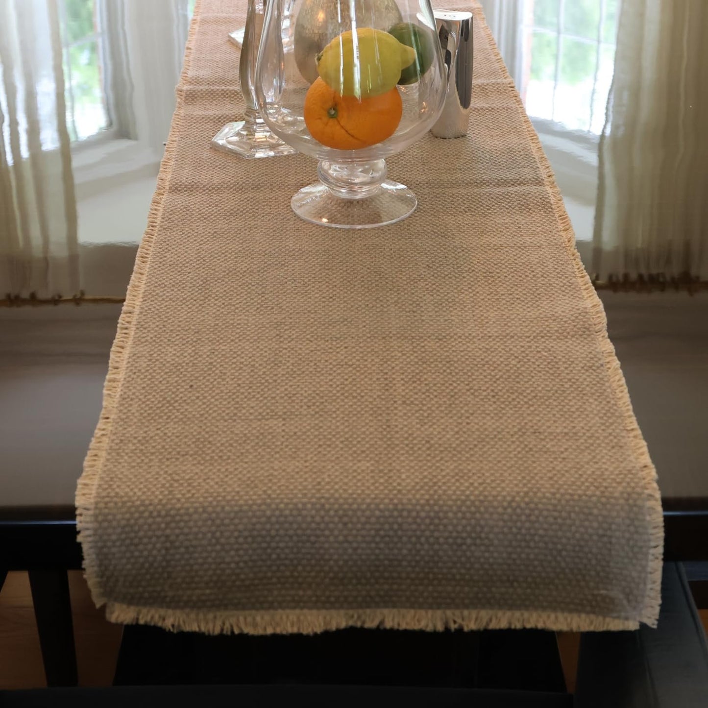 Boho Farmhouse Table Runner for Kitchen Decor 14 X 72 Inches - Natural Cotton Woven Runner Rustic Home Decor, Table Decor Accent, Dining Room Decor Table Centerpieces Boho Decor Table Runners Beige