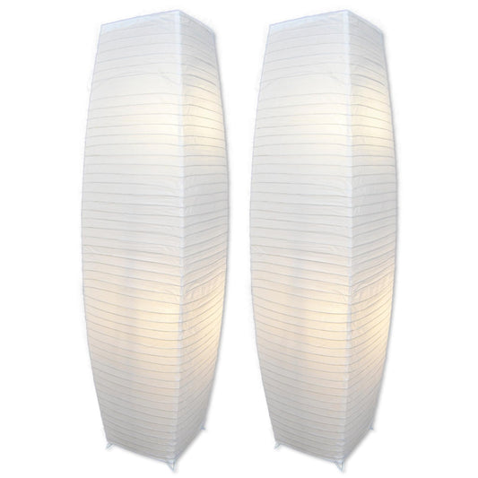Japanese Rice Paper Floor Lamp – 50” Tall Chrome Base with White Paper Shade