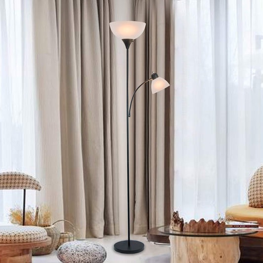 Torchiere Floor Lamp with Opal White Cone Shade – Standing Lamp for Living Room or Bedroom – Super Bright Corner Pole Lamp, Modern Floor Lamps for Living Room