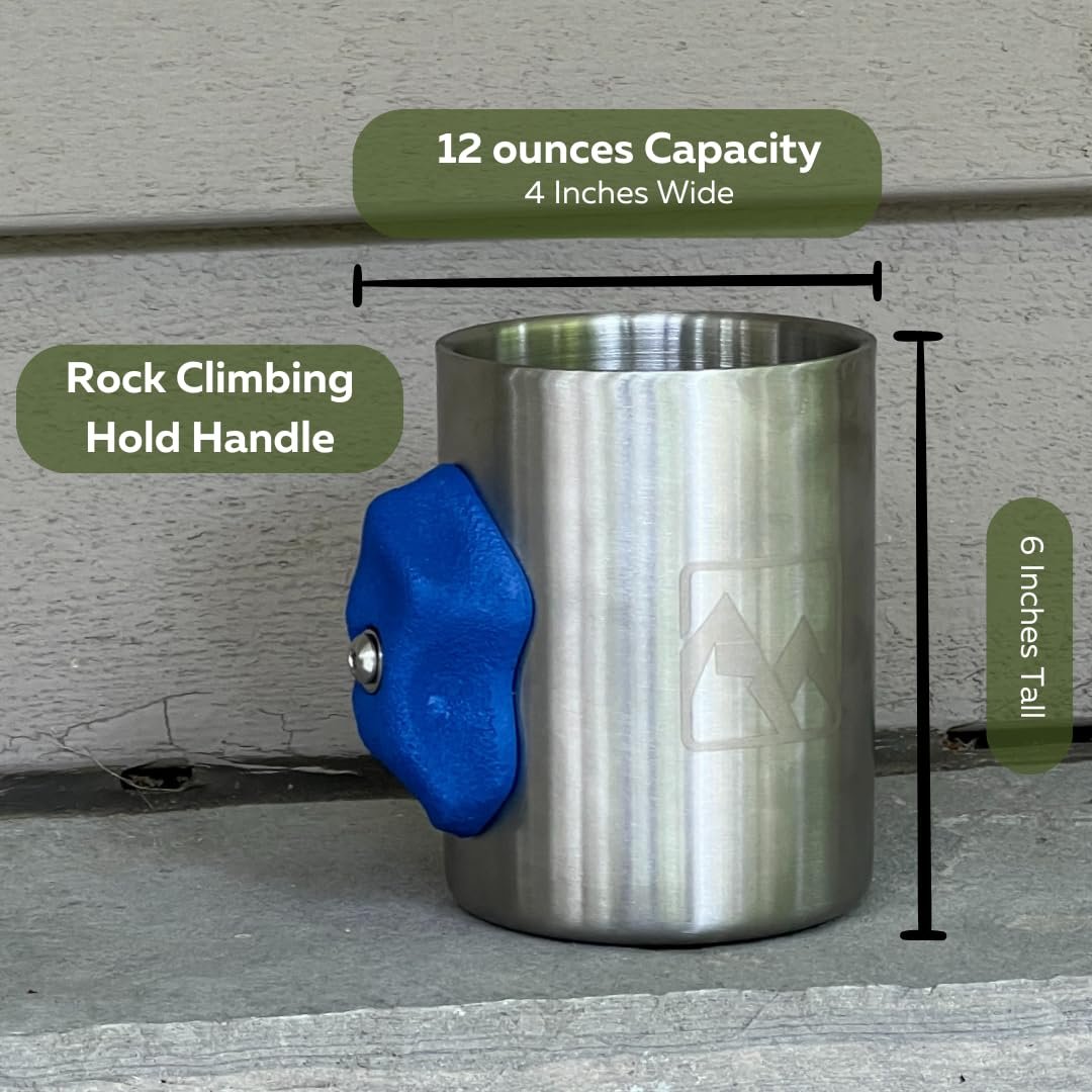 MTNShade 365 Days Coffee 14oz Stainless Steel Cup with Rock Climbing Hold Handle