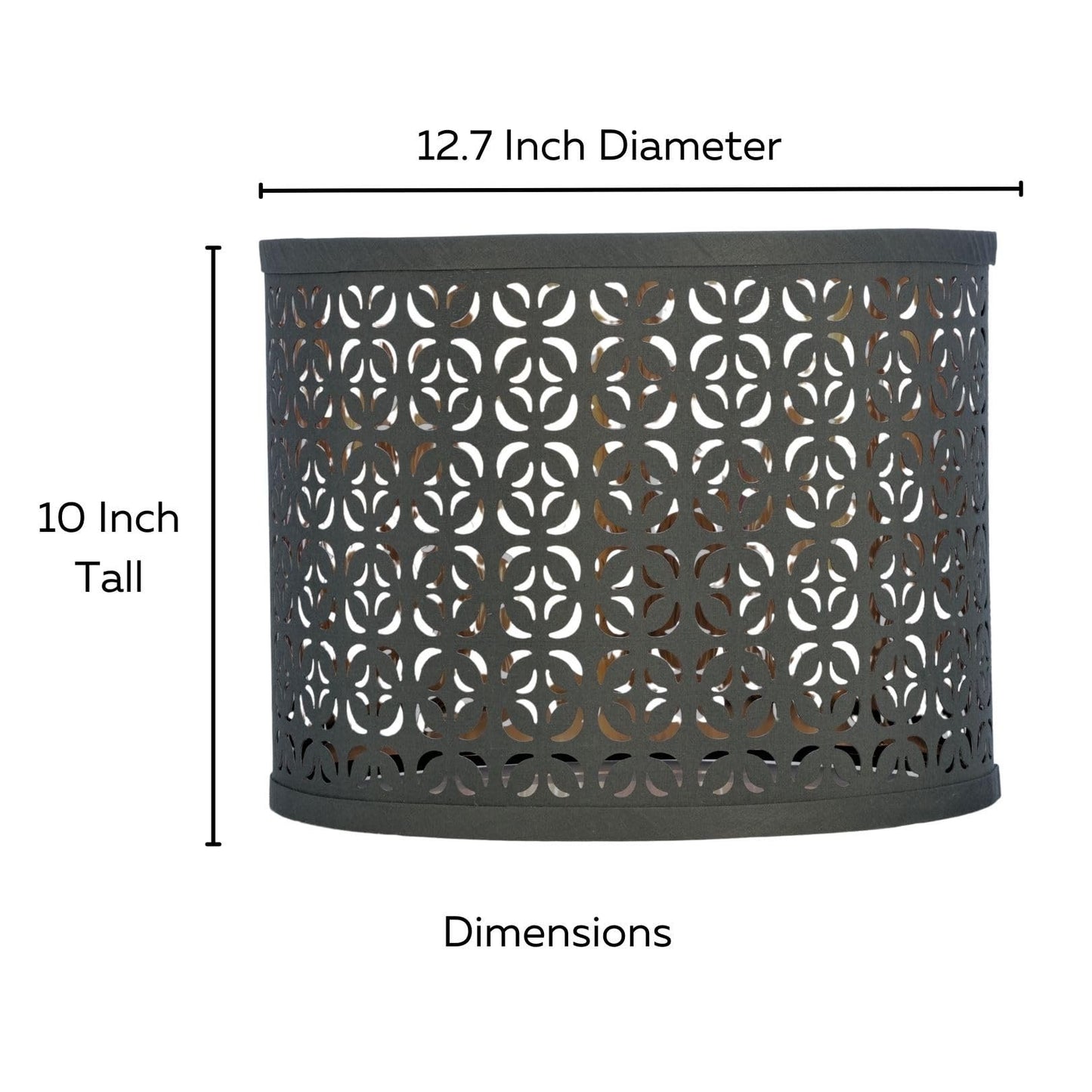 LIGHTACCENTS Quatrefoil Pattern Drum Shade For Table Lamps - Laser Cut 12.7" Diam x 10" Tall Fits Most Light Fixtures Black Harp Included - Black Quatrefoil Pattern (1-Pack)