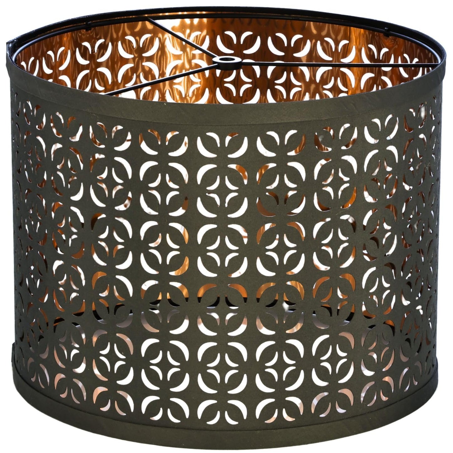 LIGHTACCENTS Quatrefoil Pattern Drum Shade For Table Lamps - Laser Cut 12.7" Diam x 10" Tall Fits Most Light Fixtures Black Harp Included - Black Quatrefoil Pattern (1-Pack)