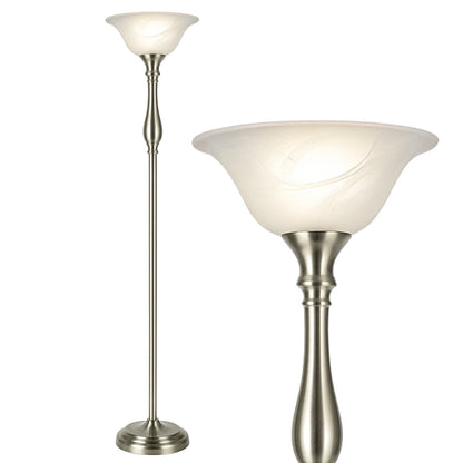 Royal Floor Lamp With Bronze Finish And Amber Alabaster Glass Shade -looking For Floor Lamp For Bedroom, Standing Lamp Or Floor Lamps For Living Room This Torchiere Floor Lamp Is A Great Choice