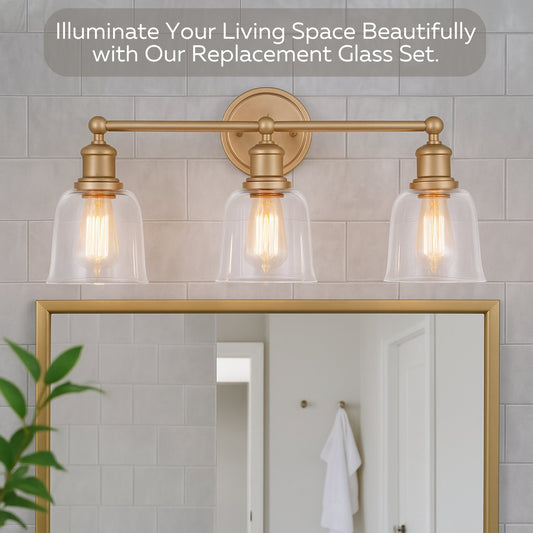 Glass Lamp Shades – 4 Pack Ribbed Glass Globes for Ceiling Fan Light Kit or Flush Mount Fixture – Replacement Ceiling Fan Glass Shades, Easy to Install