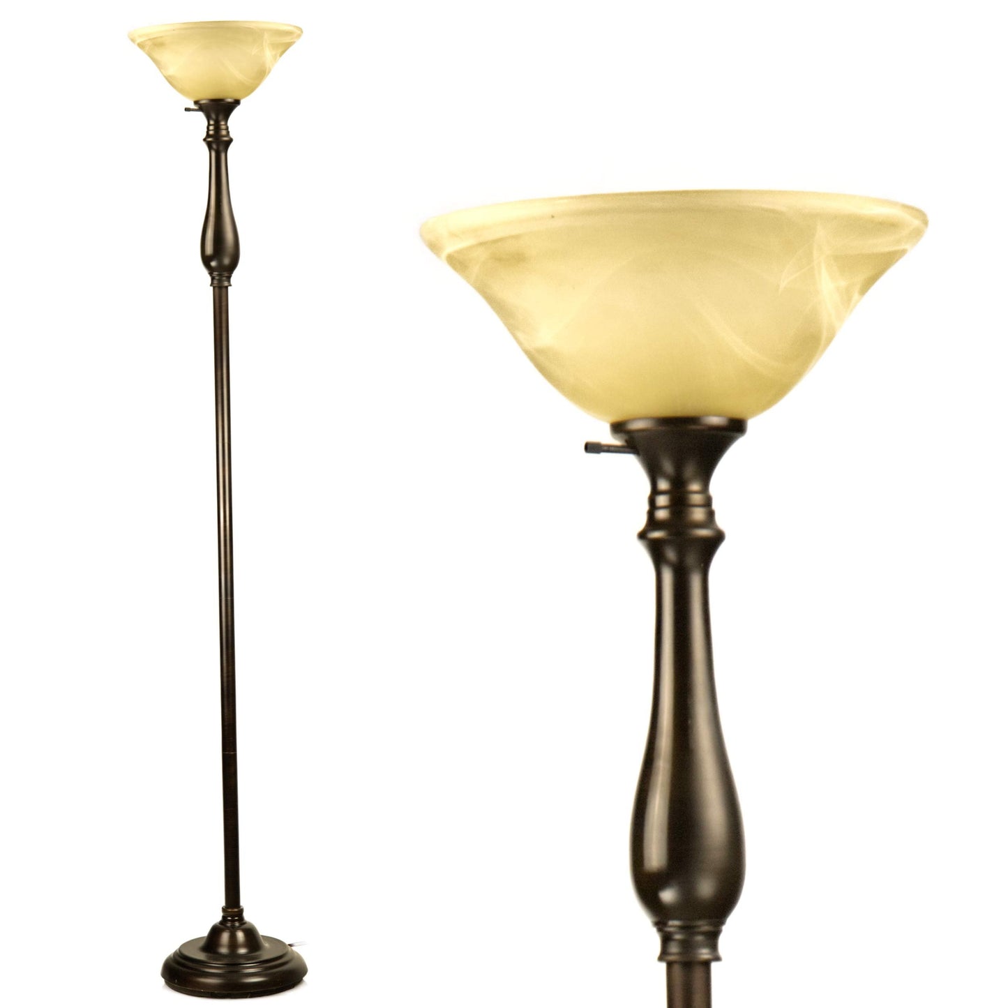 Royal Floor Lamp, Standing Lamp 72-inch Tall Lamp Glass Shade