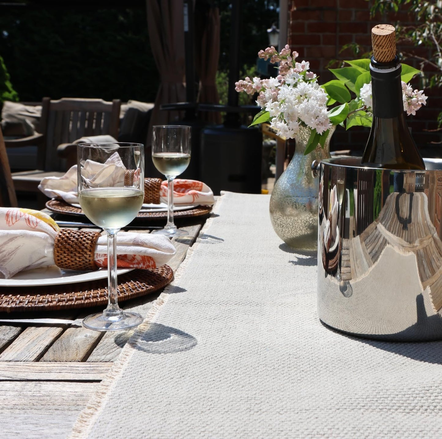 Boho Farmhouse Table Runner for Kitchen Decor 14 X 72 Inches - Natural Cotton Woven Runner Rustic Home Decor, Table Decor Accent, Dining Room Decor Table Centerpieces Boho Decor Table Runners Beige