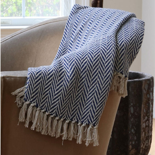 Boho Throw Blanket Herringbone Couch Throw,  48x60