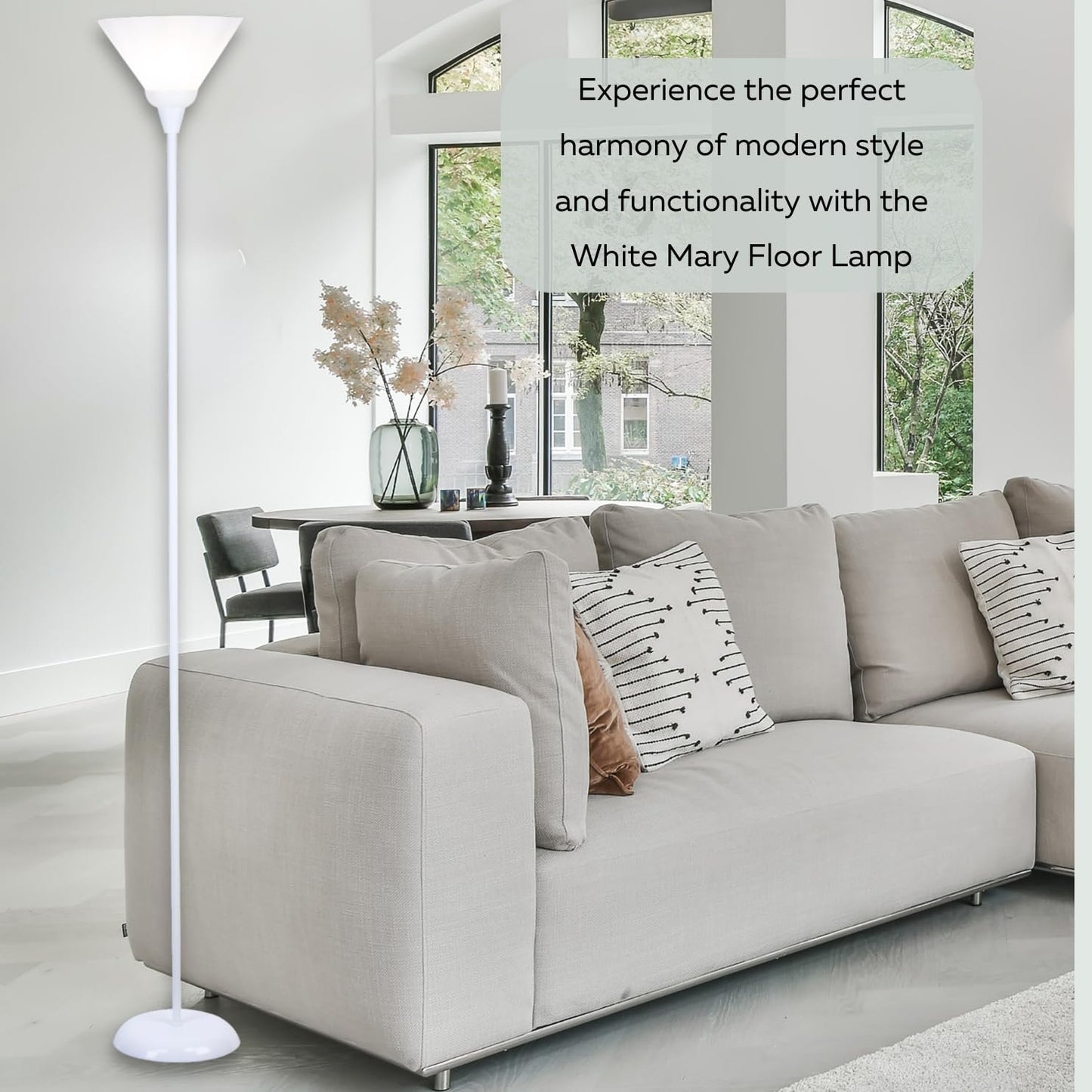 Floor Lamp with Opal White Cone Shade