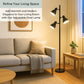 Dorm 3 Light Floor Lamp with 3 Adjustable Reading Room Lights by Lightaccents - Tree Style Standing Lamp with Adjustable Lights - Floor Standing Pole Light - Living Room Lamp (Brushed Nickel)