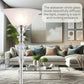 LIGHTACCENTS Floor Lamp for Living Room with Alabaster Glass Shade - Stand Up Torchiere Lamp - Durable Iron Scrollwork