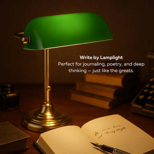 Bankers Desk Lamp with Glass Shade
