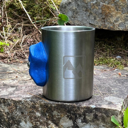 MTNShade Coffee 12oz Stainless Steel Cup with Rock Climbing Hold Handle