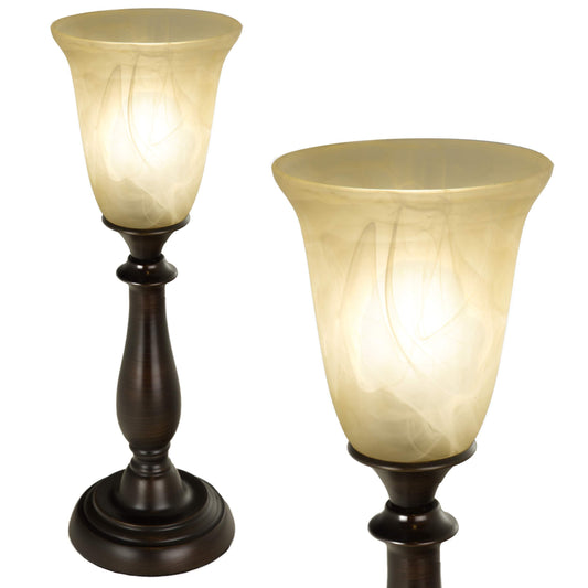 Bronze Table Lamp with Alabaster Glass Shade